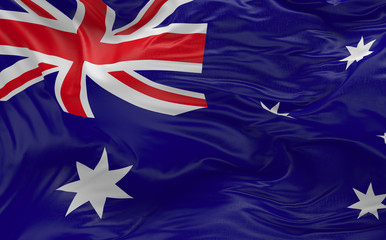  Flag of the Australia waving in the wind 3d render