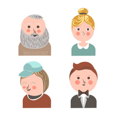 People face avatars for social net applications personal profile vector flat icons