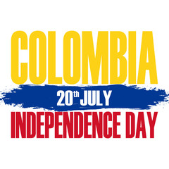 Colombia Independence Day greeting card with brush stroke element. Vector illustration.