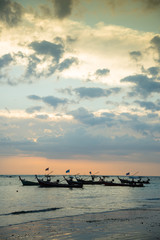 Fototapeta na wymiar sunset on the beach of andaman sea