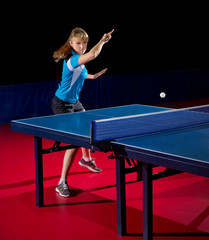 Young woman table tennis player