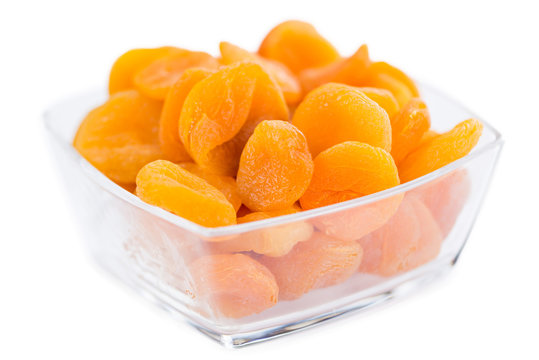 Portion of Dried Apricots isolated on white