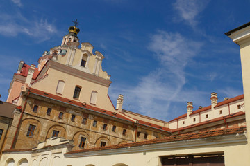 Baroque church on the background of the blue sky