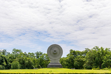 Symbols of buddhism set on place of worship