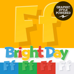 Vector colorful funny alphabet. Contains different colors style. Letter F