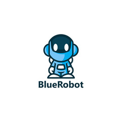 Blue Robot Logo Template Design