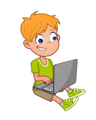 Boy using laptop computer