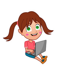 Girl using laptop computer