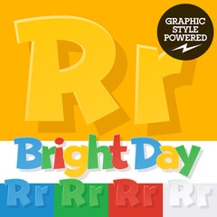 Vector colorful funny alphabet. Contains different colors style. Letter R