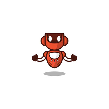 Red Robot Logo Template Design