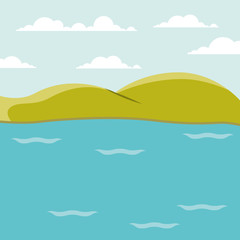 Fototapeta na wymiar color background lake landscape with mountains vector illustration
