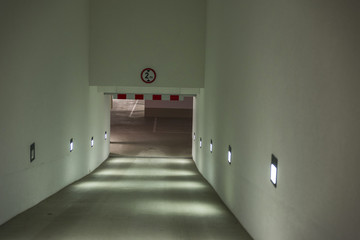 Entrance of an underground parking for cars