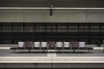 Seats at Berlin Central Station in Berlin, Germany