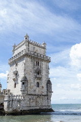 Fototapeta na wymiar Belem tower in the bank of the Targus River (Belem, Portugal)
