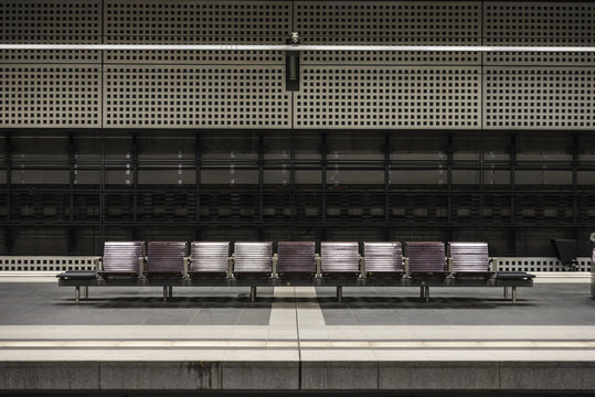Seats at Berlin Central Station in Berlin, Germany