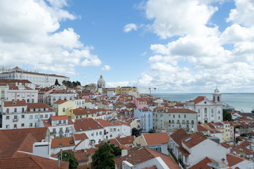 Fototapeta na wymiar Views of the alfama from the Miradouro de Santa Luzia (Lisbon, Portugal)