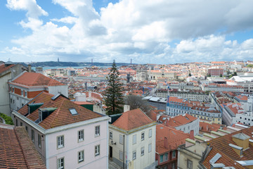 Naklejka na ściany i meble Lisbon from Saint Lawrence tower at Castelo de Sao Jorge (Portugal)