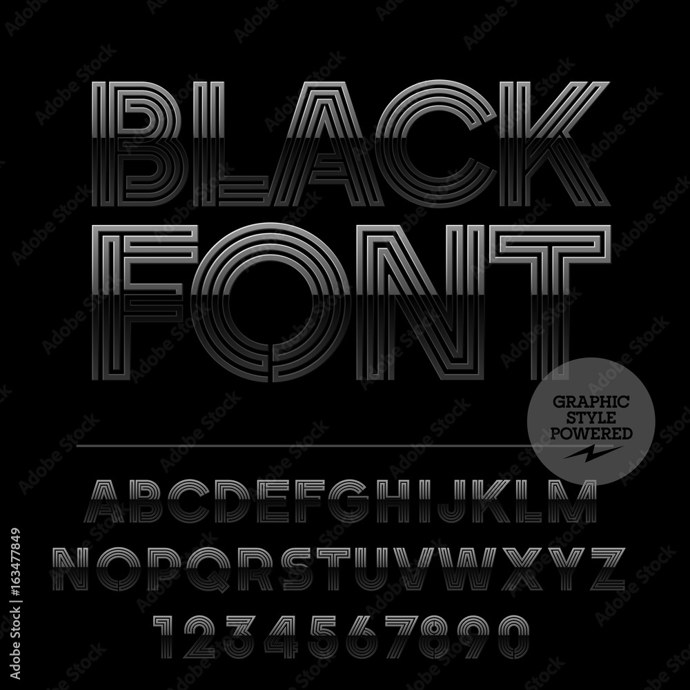 Wall mural set of alphabet letters, numbers and punctuation symbols. vector icon with text black font. graphic 