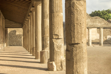 Ancient pillars at historical site in Europe for tourism and travel concept.