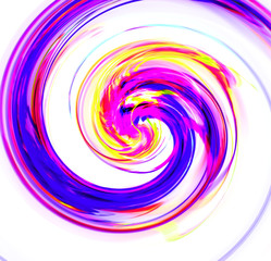 Abstract blue spiral with a complex filamentary structure on white background. Fractal art graphic.