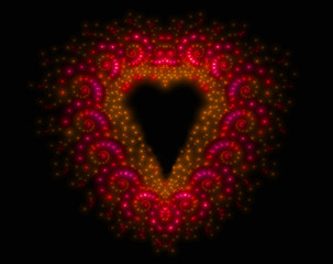 Symbolic diamond heart-shaped red heart that symbolizes love. Fractal art graphics