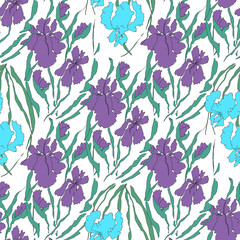 abstract seamless pattern with irises