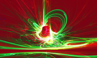 Mysterious alien form magnetic fields in the mysterious night sky. Fractal art graphics