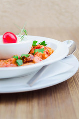 Modern Serbian colorful stew meal