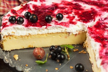 Summer Dessert with Currant and Cheesecake Cream. Healthy pleasure.