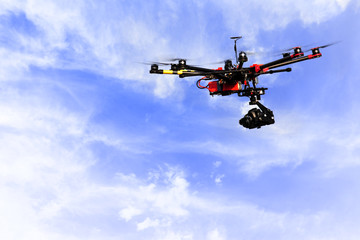 Clear blue sky with clouds background.