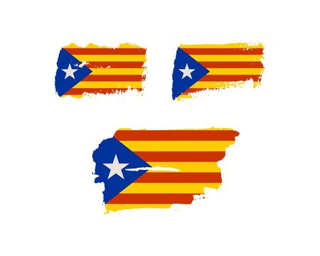 Grunge brush stroke textured by Catalonia flag.