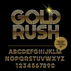Obraz premium Vector set of silver alphabet letters. Font contains graphic style. Vector icon with text Gold Rush.