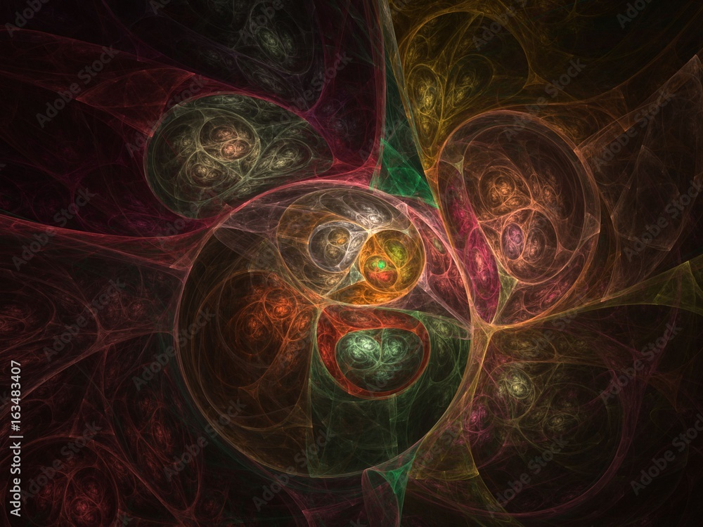 Fototapete abstract bright multicolored fractal computer generated image, background for text labels