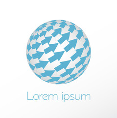 3d vector globe with arrows going on opposite directions.