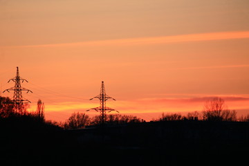 sunset in pink and golden shades