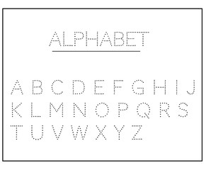 Alphabet letters.  The alphabet is dotted. English alphabet, calligraphy, lettering