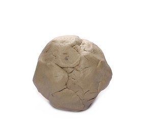 Grey modelling clay lump shape isolated on white background