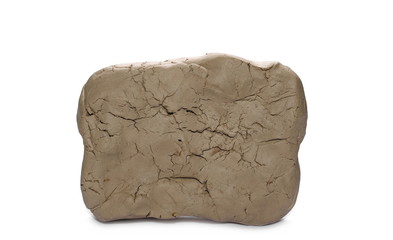 Grey modelling clay block isolated on white background