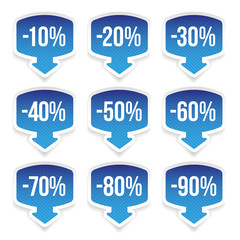 Sale sticker set blue