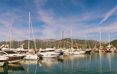 Fototapeta na wymiar View of Porto Montenegro in Tivat city. Montenegro