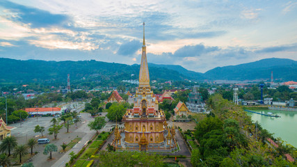 aerial photography above Chalong  temple.