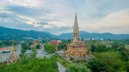 aerial photography above Chalong  temple.