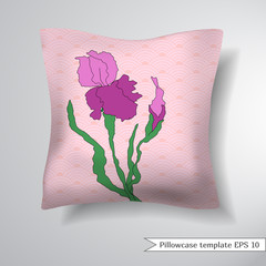 Creative sofa square pillow. Decorative pillowcase design template. Vector illustration.