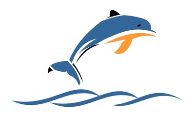 Naklejka premium Vector of dolphins jump