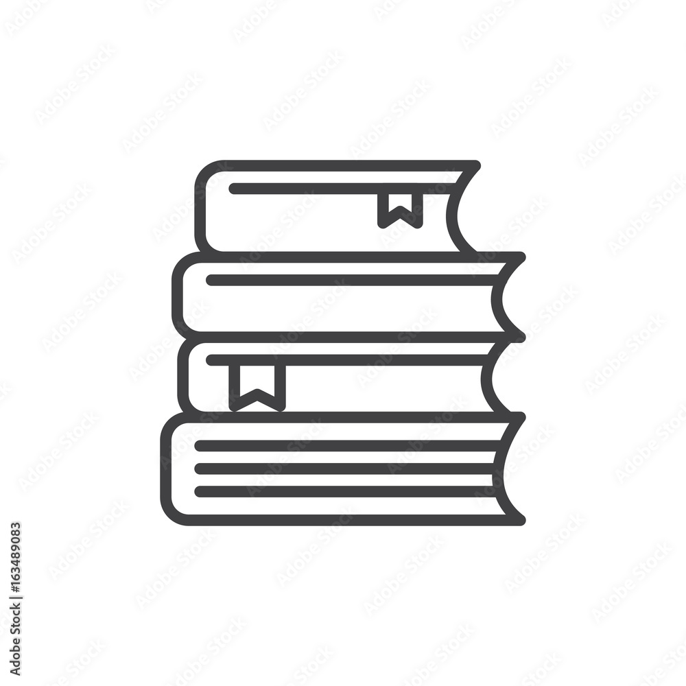 Poster stack of books line icon, outline vector sign, linear style pictogram isolated on white. study symbo