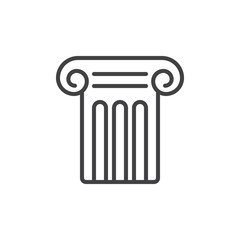 Antique pillar line icon, outline vector sign, linear style pictogram isolated on white. History study symbol, logo illustration. Editable stroke