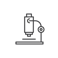 Microscope line icon, outline vector sign, linear style pictogram isolated on white. Research symbol, logo illustration. Editable stroke
