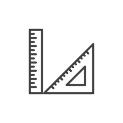 Ruler line icon, outline vector sign, linear style pictogram isolated on white. Geometry symbol, logo illustration. Editable stroke