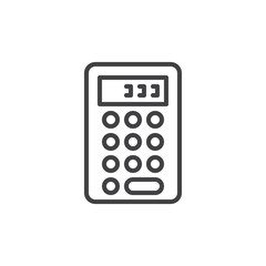 Calculator line icon, outline vector sign, linear style pictogram isolated on white. Symbol, logo illustration. Editable stroke
