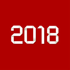 Origami 2018 symbol on red background